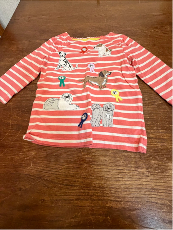 Mini Bowden Other - Mini Boden Dog Shirt 3-4Y Applique Stripe Long Sleeve Girls Top Puppy